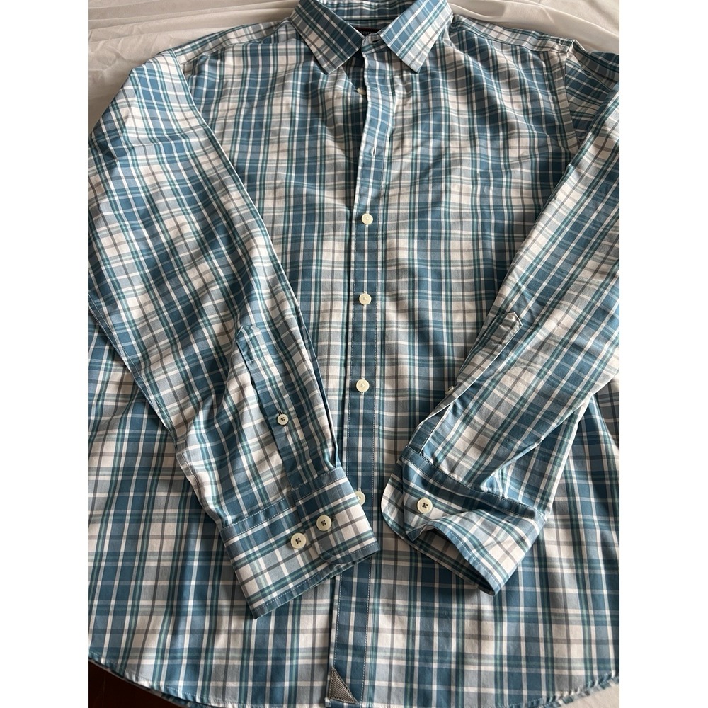 UNTUCKit Men's Blue, Checked, Long Sleeve, Cotton, Large - Picture 3 of 10
